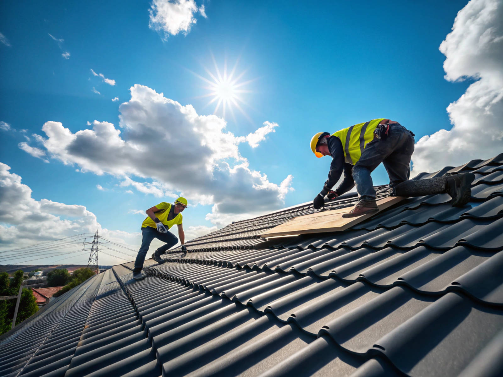two-roofers-wearing-safety-helmets-and-vests-worki